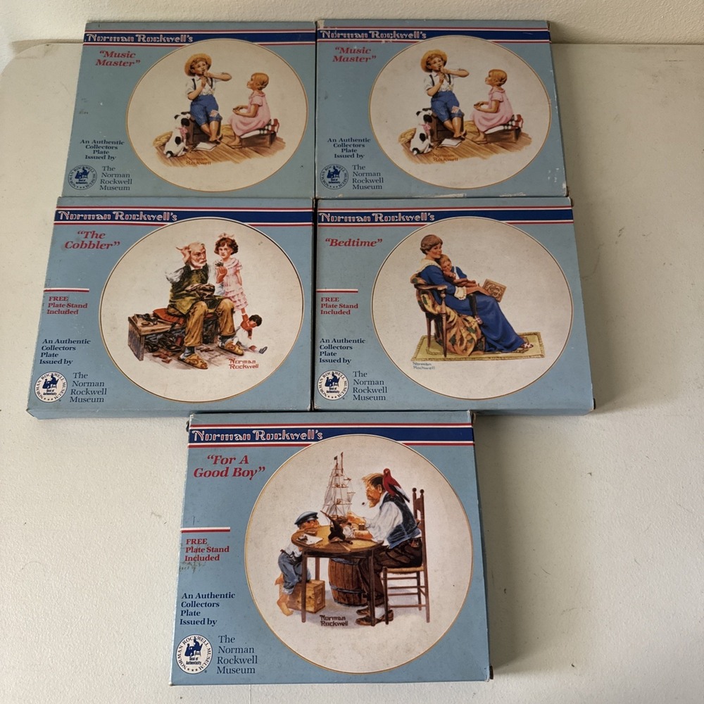 Set of 5 Norman Rockwell Mothers Day 1984  Plate Collection w/ certificates